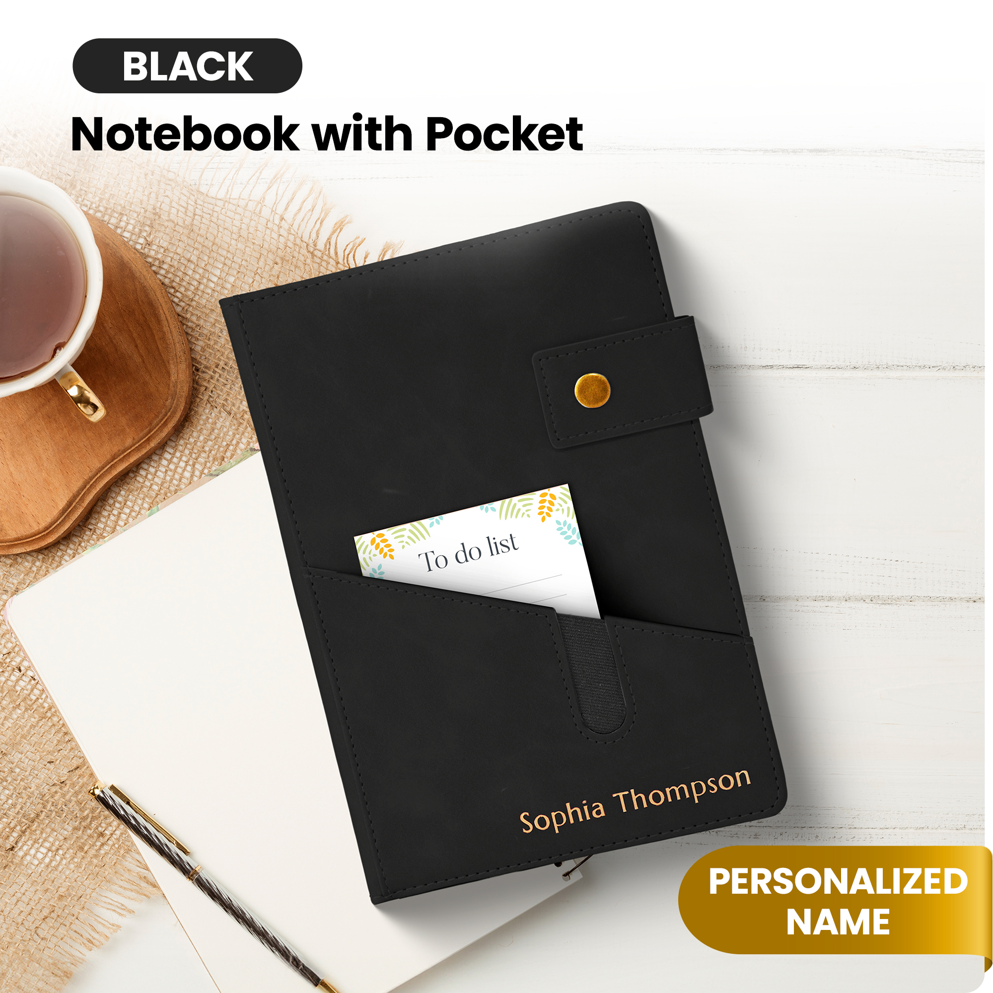 Custom Journal with Pocket (Black)